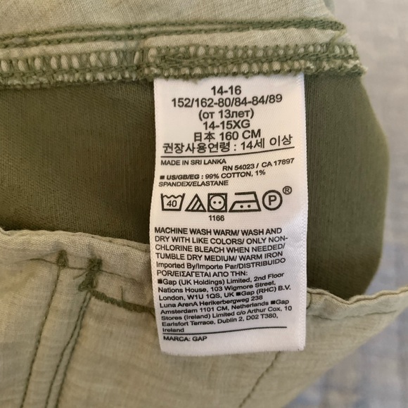 Gap Teen Girls 14-16 olive green pleated baggy khakis - Picture 4 of 4